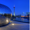 Lounge vom Hyatt Düsseldorf mit Rheinturm